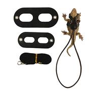 hionre Adjustable Reptile Leash Bearded Dragon Lizard Harness Wing Traction Rope Set,Small Pet Harness Leash for Hamster Guinea Pig Honey Glider Rabbit - Black Without Wing