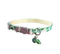 hionre Cat Collar Strawberry Tropical Green Leaf Pattern Nonuffocation Cat Collar,Adjustable Small Dog Cat Regular Collar Green
