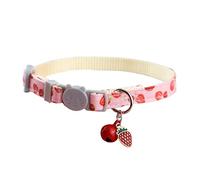 hionre Cat Collar Strawberry Tropical Green Leaf Pattern Nonuffocation Cat Collar,Adjustable Small Dog Cat Regular Collar Pink