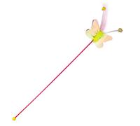 hionre Cat Wand Butterfly Caterpillar Dragonfly Shape Stress-Relieving Plastic Feather Style Cat Teaser Stick Pet Interactive Toy Yellow