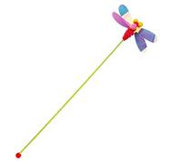 hionre Cat Wand Butterfly Caterpillar Dragonfly Shape Stress-Relieving Plastic Feather Style Cat Teaser Stick Pet Interactive Toy Red