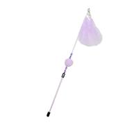 hionre Cat Wand Feather Toy Interactive Cat Toys, Cuddly Stuffed Cat Toy on Stick with Bell Rainbow Ribbon Wand for Kittens Training Purple