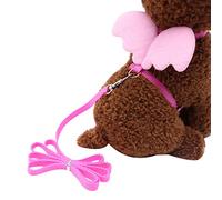 hionre Cute Solid Color Mini Wings Nylon Pet Harness Chest Strap Dog Cat Lead Leash - Pink S