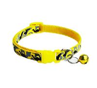 hionre Pet Neck Strap, Adjustable Camouflage Print Bell Collar Necklace for Dog Cat Puppy Yellow