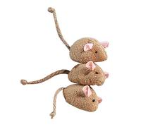 hionre Pets Interactive Playing Toys, 3Pcs Plush Simulation Rat Mouse Scratch Bite Chewing Toy for Pet Cat Kitten Coffee