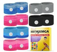 HIONXMGA 6 Pairs Travel Sickness Bands for Motion Nausea Relief - Acupressure Wristbands for Car, Boat, Flight & Morning Sickness - Reusable & Comfortable Travel Essentials for Adults & Kids