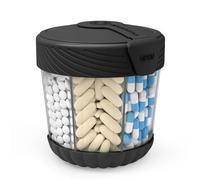 HIONXMGA Large Pill Dispenser with 7 Compartments, Portable Pill Bottle Organizer for Travel, Anti-Mix Supplement Organizer Easy Twist Wide-Opening, BPA-Free Pill Box Container with 20Pcs Labels,Black