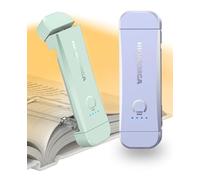 HIONXMGA USB Rechargeable Book Light,2 Pack Eye Caring Reading Light Clip on Book, 3 Colours & Stepless Dimming, Portable & Flexible,Perfect for Booklovers and Kids-Mint+Light Lilac