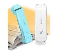 HIONXMGA USB Rechargeable Book Light,2 Pack Eye Caring Reading Light Clip on Book, 3 Colours & Stepless Dimming, Portable & Flexible,Perfect for Booklovers and Kids-Blue+White
