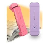 HIONXMGA USB Rechargeable Book Light,2 Pack Eye Caring Reading Light Clip on Book, 3 Colours & Stepless Dimming, Portable & Flexible,Perfect for Booklovers and Kids-Pink+Purple