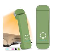 HIONXMGA USB Rechargeable Book Light,Reading Light Clip on Book,3 Colours & Stepless Dimming,Portable & Flexible,Reading Lamp for Books in Bed at Night,Perfect for Booklovers and Kids,Green