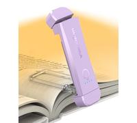 HIONXMGA USB Rechargeable Book Light,Reading Light Clip on Book,3 Colours & Stepless Dimming,Portable & Flexible,Reading Lamp for Books in Bed at Night,Perfect for Booklovers and Kids,Purple