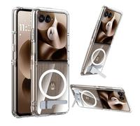 Hiooloon for Motorola Razr Ultra 2026/2025 Clear Case Magnetic Compatible with MagSafe, Built-in 2-Way Kickstand [Horizontal & Vertical Stand] Crystal Clear Slim Rugged Phone Cover (Clear)