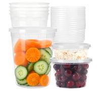 Hioph 15 Pack Food Containers with Lids,Reusable Round Plastic Food Containers -3 Sizes,8,16 and 32oz,Microwave and Dishwasher Safe,Reusable,BPA Free,for Meal Prep, Leftovers & Organization