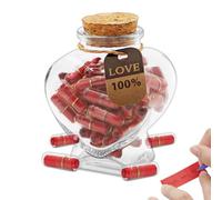 Hioph 50pcs Capsule Letter, Capsule Love Letter in Glass Bottle, Romantic Gift for Lovers for Anniversary, Valentine's Day, Christmas, Message in Bottle (Red)