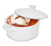 Hioph Camembert Baking Dish with Lid, 14cm White Ceramic Baking Dish for Oven, Cheese Baker for Camembert, Baked Brie, Fondue, Dip, Oven-Safe & Microwave-Safe