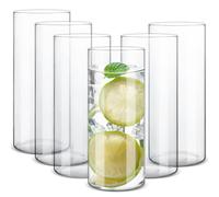 Hioph Drinking Glasses Set of 6, 390ml Lead-Free Highball Glasses, Clear Water Glasses Glass Tumblers, Tall Beverage Cups Glassware for Water, Juice, Cocktail, Drinks, Beer, Soda