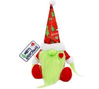 Hioph Grinch Gnome Decorations, Christmas Cute Gnome Plush Handmade Ornaments Holding Merry Christmas Board Dolls Santa Decoration Xmas Party Table Decor Desplay