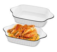 Hioph Lasagna Baking Dish, Set of 2 Ceramic Baking Dishes, Heat-Resistant Handles, Rectangular Wide Baking Dish, Oven Safe