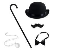 HIOPOIUYT 1920 Gatsbys Men Costume Accessories Monopolys Costume For Men Gentlemen Rich Man Necktie Mustache Cane Gentlemans Accessories