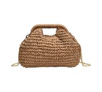 HIOPOIUYT 2025 Spring Fashionable Crossbody Bag Straw Bags With Chain Strap Closure Shoulder Purse Casual Handbag For Women Girls Elegant Casual Straw Bag For Vacation