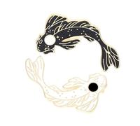 HIOPOIUYT 2pcs Metal Yin Yang Fish Brooches Versatile Enamel Lapel Brooch Pin Fashionable Breastpin Accessory Bags Decoration