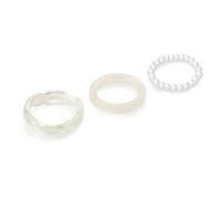HIOPOIUYT 3 Pcs Minimalist Resin Rings Beaded Elastic Stackable Ring Statement Thick Finger Rings Wedding Party Jewelry for Girls