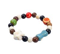 HIOPOIUYT Adjustable Elastic Wristband With Playful Cats Motifs Vibrant Ceramic Beaded Wrist Chain For Women And Teens Cats Design