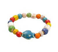 HIOPOIUYT Adjustable Elastic Wristband With Playful Cats Motifs Vibrant Ceramic Beaded Wrist Chain For Women And Teens Cats Design