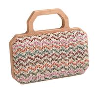 HIOPOIUYT All-matching Crossbody Bag For Women Handbag With Wood Handle Straw Beach Shoulder Stylish Messengers Women Crossbody Stylish Shoulder Straw Beach Ladies Vacation