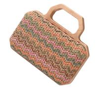 HIOPOIUYT All-matching Crossbody Bag For Women Handbag With Wood Handle Straw Beach Shoulder Stylish Messengers Women Crossbody Stylish Shoulder Straw Beach Ladies Vacation