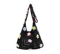 HIOPOIUYT Crochet Shoulder Bag Beach Bags With Hollow Embroidery Detail And Adjustable Crossbody Strap For Women Polyester Crochet Crossbody Bag