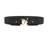HIOPOIUYT Elastic Woven Waist Cincher Retro Belt 5cm Width Party Beach Outfit Accessory Gold Tone Clasp Closure Elastic Woven Straw Belt For Women