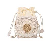 HIOPOIUYT Fashion Imitation Pearl Chain Handbags For Women Girls Small Tote Handbag Shoulder Bag Crossbody Bags Women Straw Handbags