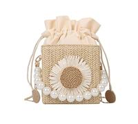 HIOPOIUYT Fashion Imitation Pearl Chain Handbags For Women Girls Small Tote Handbag Shoulder Bag Crossbody Bags Women Straw Handbags