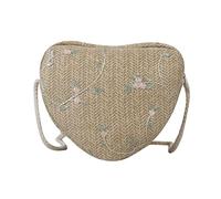 HIOPOIUYT Fashion Woven Straw Shoulder Bag Love Heart Shaped Beach Bags Women Bag For Holiday Beach Travel Bags Straw Bag For Women