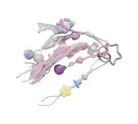 HIOPOIUYT Fashionable Keychain With Handmade Beaded Star Charm Tassels Accent In Soft Macaron Hues Star Shaped Accessory