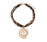 HIOPOIUYT Fashionable Oceanics Theme Cotton Fabric Pendant Necklace Adjustable Length For Women Beachwear And Daily Styling Leopard Seashells Necklace