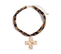HIOPOIUYT Fashionable Oceanics Theme Cotton Fabric Pendant Necklace Adjustable Length For Women Beachwear And Daily Styling Leopard Seashells Necklace
