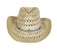 HIOPOIUYT Fashionable Wide Brimmed Sun Hat with Openwork Braided Design Lightweight Paper Straw for Women Men Outdoor Foldable Travel Paper Straw Hat Beige