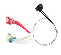 HIOPOIUYT Interactive Elastic Cats Teaser Toy With Double Rod Suction Cup And Realistic Colorful Feathered Birds Accessories Set Intelligent Suction Cup Cats Stick