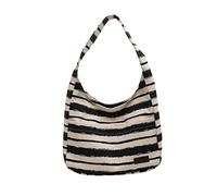 HIOPOIUYT Large Capacity Shoulder Bag For Women Stripe Handbags Lady Canvas Bag Korean Top Handle Bag Female Tote Bag All-matching Stripe Handbag For Women Large Capacity Shoulder Bag Simple
