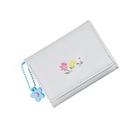 HIOPOIUYT Lovely Coin Purse PU Leather Change Purse Trifold Wallet Short Card Holder Floral Print Wallet for Travel Floral Print Trifold Credit Card Holder Pu Leather Change