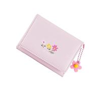 HIOPOIUYT Lovely Coin Purse PU Leather Change Purse Trifold Wallet Short Card Holder Floral Print Wallet for Travel Floral Print Trifold Credit Card Holder Pu Leather Change