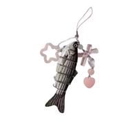 HIOPOIUYT Multipurpose Fish Shaped Keyring With Detachable Star Bead And Silky Tassels For Personalization Craft Supplies Fish Tassels Keychain