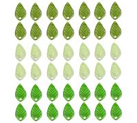 HIOPOIUYT Multistyle Green Leaf Pendants Clear Acrylic Beads Jewelry Supplies For Handmade Jewelry Design Projects Acrylic Leaf Beads With Holes