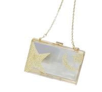 HIOPOIUYT Rhinestones Box Acrylic Evening Handbag With Chain Strap Clear Shoulder Bag Crossbody Purse For Party Gathering Cocktail Elegant Shoulder Bag