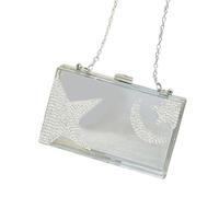 HIOPOIUYT Rhinestones Box Acrylic Evening Handbag With Chain Strap Clear Shoulder Bag Crossbody Purse For Party Gathering Cocktail Elegant Shoulder Bag
