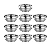 HIOPOIUYT Set of 10 Multipurpose Steel Rice Bowls Extra Thick Wall Front Ideal for Daily Meals Parties Family Sized Stainless Steel Dinner Bowls