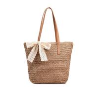 HIOPOIUYT Stylish Straw Shoulder Bag For Women With Ample Space For Essential Lightweight Bows Commute Bags Travel Underarm Handba Unique Design Shoulder Bag